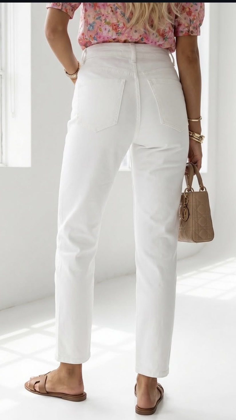 CLASSIC WHITЕ MOM FIT- бял деним с висока талия - Изображение 3