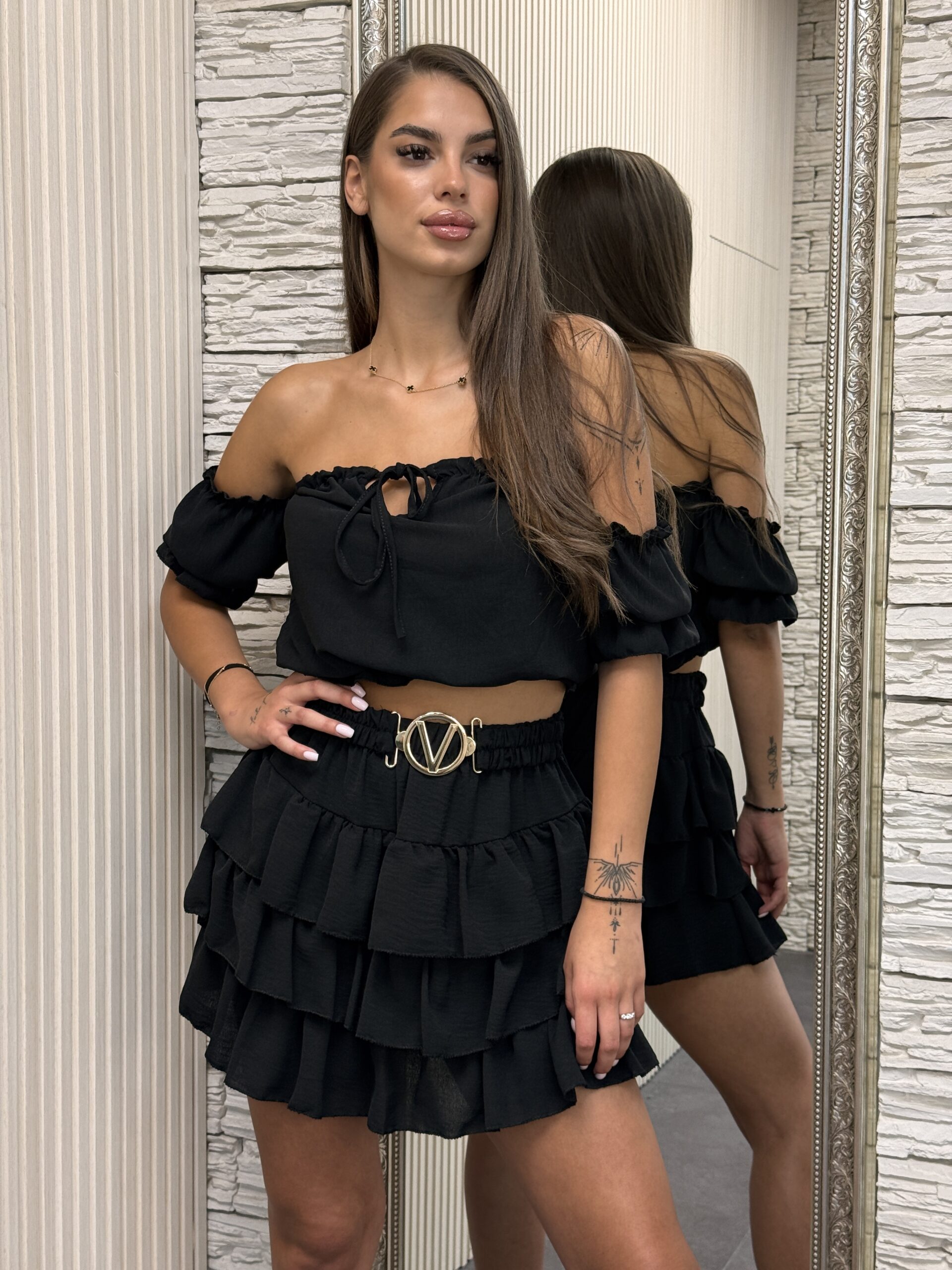 КОМПЛЕКТ ТОП С КЪСИ РЪКАВИ И ПОЛА EVELINE